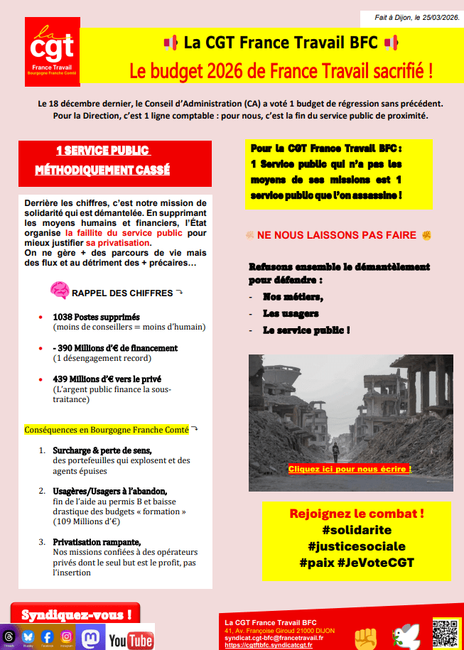 Budget 2026 France Travail : sacrifié